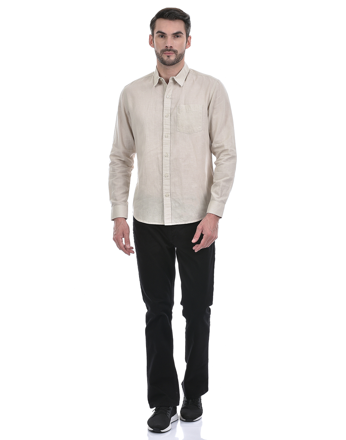 Numero Uno Men Solid Beige Shirt
